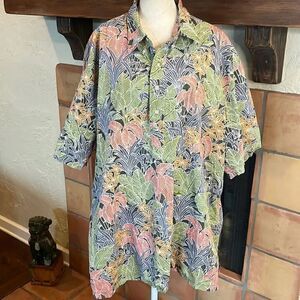 Reyn Spooner Classic Tropical Hawaiian Palm collared shirt, 2XL!